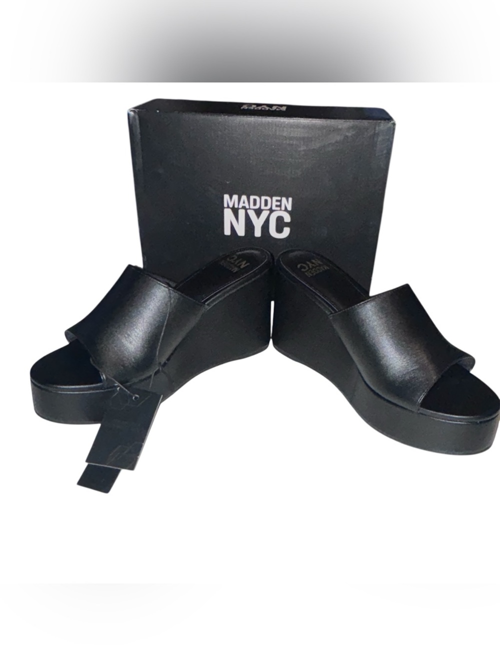 Madden NYC Black Platform Boho Wedge Slide on Sandals - Women's 11 - Picture 7 of 14